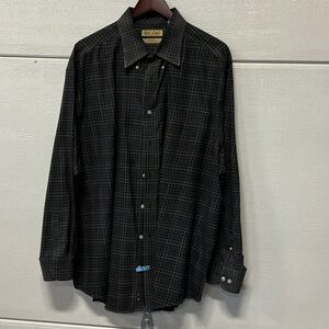Vintage Black Windowpane Button-Down Shirt - Bill Blass